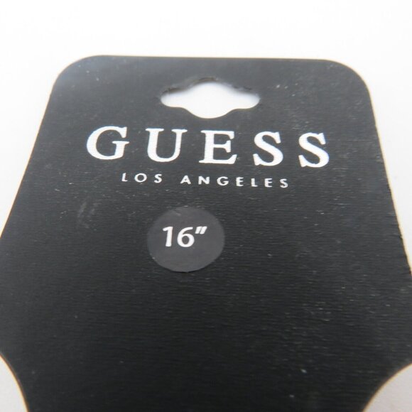 Guess Necklace 16" Silver Tone Interlocking Heart Charms Logo Extender New - Picture 9 of 9